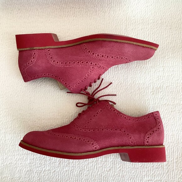 Brand New Cole Haan Red Alisa Suede Wingtip Oxford Shoes Women Size 7 - Picture 5 of 6